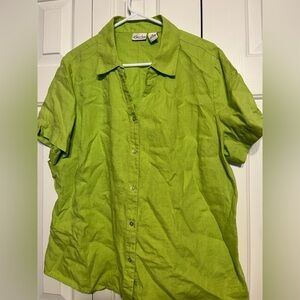 1X Kim Rogers Womens bright green blouse